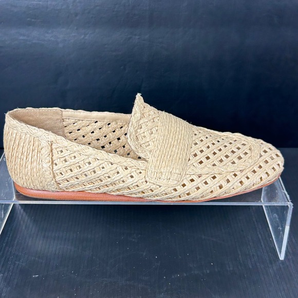 Vince. Size 8 Davis Woven Raffia Loafers Flats Beige Slip On Shoes - Picture 10 of 13
